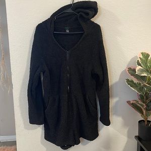 Fuzzy onesie with hood and shorts
